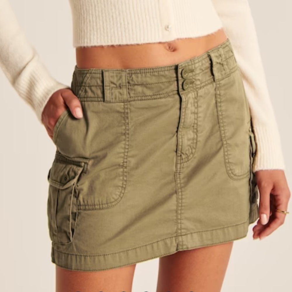 Abercrombie & Fitch Olive Cargo Pocket Mini Skirt
